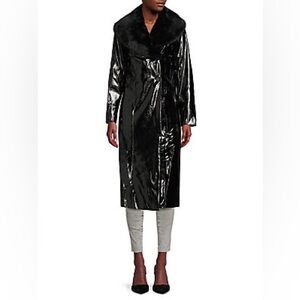 Faux Fur & Vinyl Trench Coat